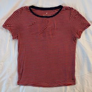 American Eagle Red-Striped Soft and Sexy Tee